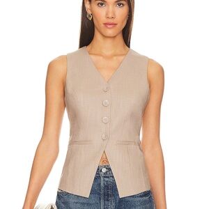 Heartloom Sleeveless Button Front Beige Vest Size XS